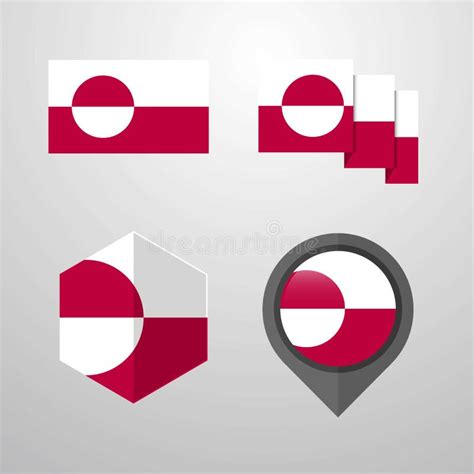 Greenland Flag Design Set Vector Stock Vector - Illustration of label ...