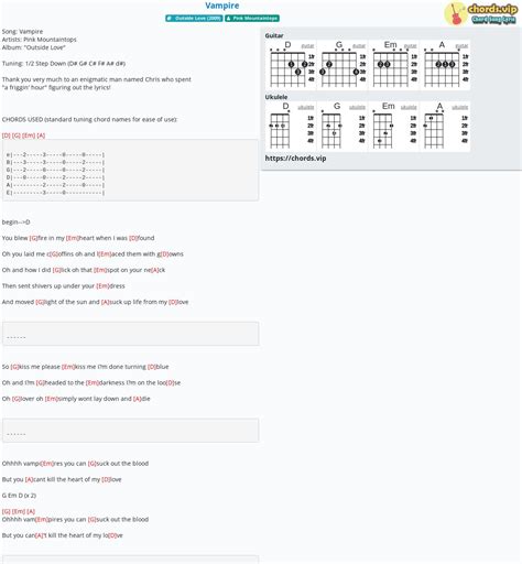 Chord: Vampire - tab, song lyric, sheet, guitar, ukulele | chords.vip