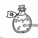 Hand Drawn Doodle Bottle With Potion Halloween Cartoon Element Vector  sketch template