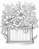 Fresh Flowers In A Chest Coloring  Premium AI Generated Image sketch template