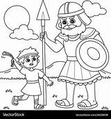 David And Goliath coloring Page For Kids Vector Image sketch template