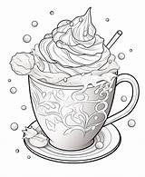 Premium AI Image  coloring Pages Of A Cup Coffee With whipped cream sketch template