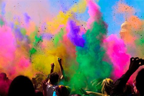 2048x1536 resolution | people throwing pink, green, and blue Holi ...