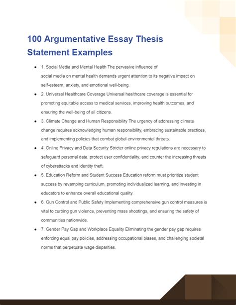 Argumentative Essay Thesis Statement - 99+ Examples, PDF, Tips