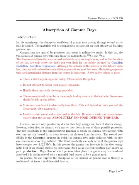 Absorption of Gamma Rays | PDF | Gamma Ray | Radioactive Decay