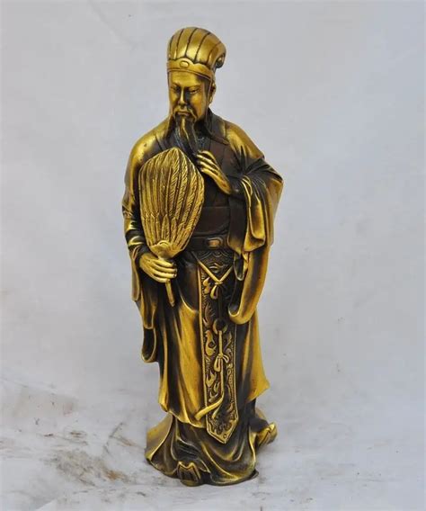 Exquisite China Bronze Wisdom Military strategist Zhuge Liang Statue-in Statues & Sculptures ...