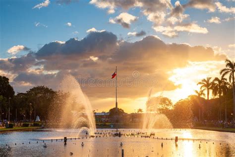 Fountain at Rizal Park at Sunset, Manila, Philippines Stock Image ...