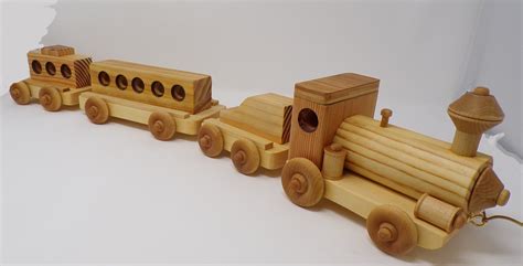 Handcrafted Wooden Train Set, Vintage Style Wooden Train Set, Cho-Cho ...