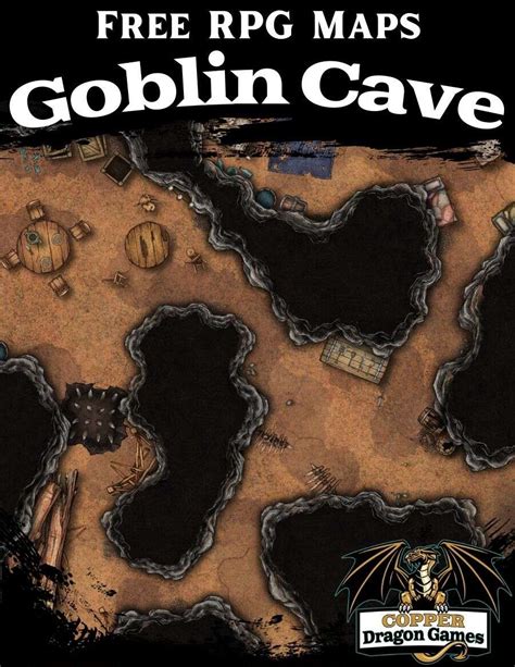 Free RPG Maps: Goblin Cave - Copper Dragon Games | DriveThruRPG.com