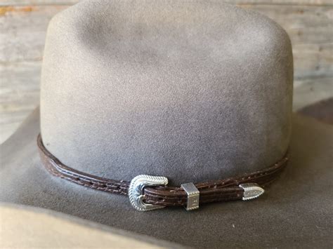 Leather Hat Band with silver Buckle - Staker Hats