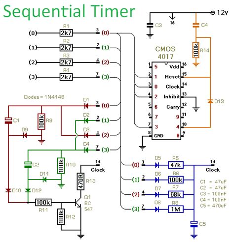 Cmos 4017 Sequential Timer circuit diagram and instructions