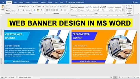 How to make Web Banner Design in Ms word | word Tips & Tricks - YouTube