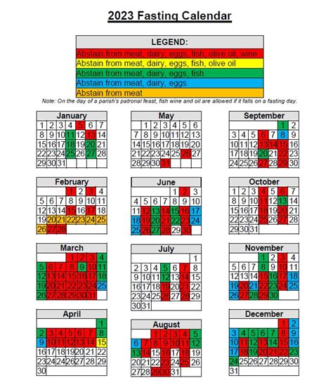 Ethiopian Orthodox Fasting Calendar 2023 - Printable Calendar 2023