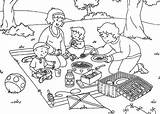 Coloring Picnic Beach Pages Family Drawing Printable Clipart Color Go  sketch template