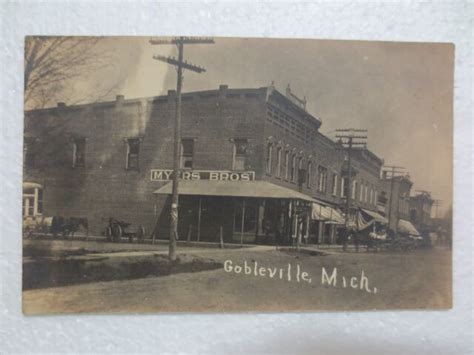 RPPC GOBLEVILLE ( GOBLES ) MICHIGAN MAIN STREET PHOTOGRAPH TAKEN ABOUT 1910 | eBay