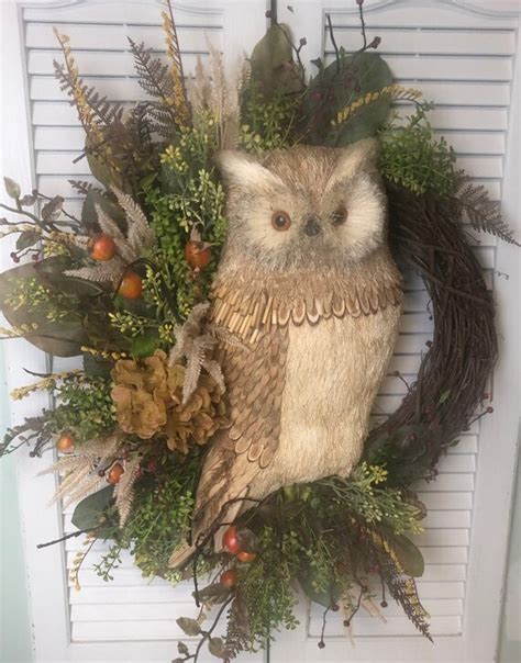 Fall Owl Wreath for front door/ Fall Owl Wreath/ Fall Wreaths/ | Etsy