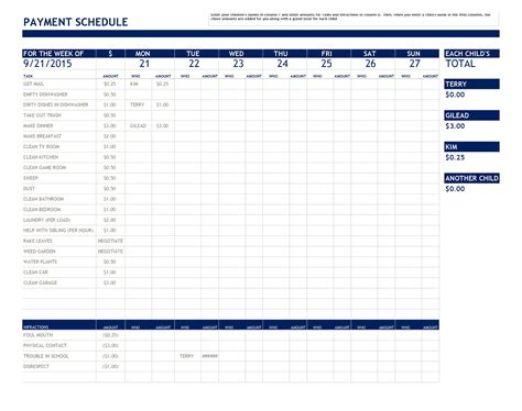 Payments Schedule Template