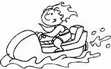 Riding jet ski On The Beach coloring Page sketch template