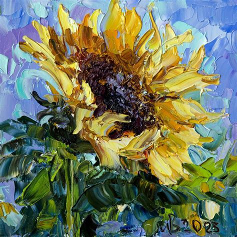 Sunflower Painting Original Art Palette Knife Painting Van - Etsy