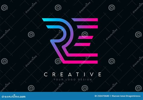 Monogram Lines RE R E Letter Logo Design. Creative Icon Modern Letters ...