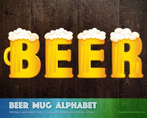 Beer Alphabet Letters on Transparent Background Clipart Font | Etsy ...