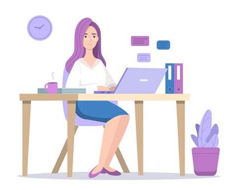 Free Vector | Woman at computer illustration