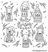 Cute Christmas Animals Coloring Page  Free Printable Pages sketch template