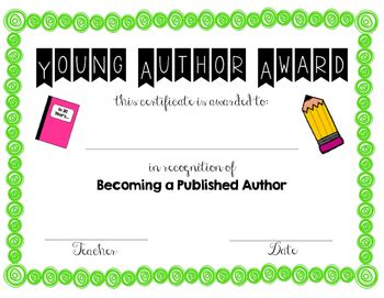 Young Author Award by Lauren Plum | Teachers Pay Teachers