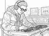 Easy Dj Coloring Page For Kids  sketch template