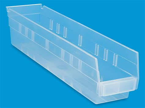 Clear Plastic Shelf Bins - 4 x 18 x 4" S-16295 - Uline