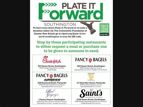 Southington Eateries To 'Plate It Forward' For The Food Insecure ...