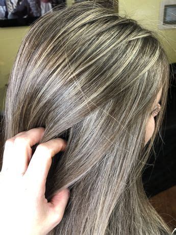 Full Highlights Plus Gray Blending Hair Color Tutorial | Gray hair highlights, Blending gray ...