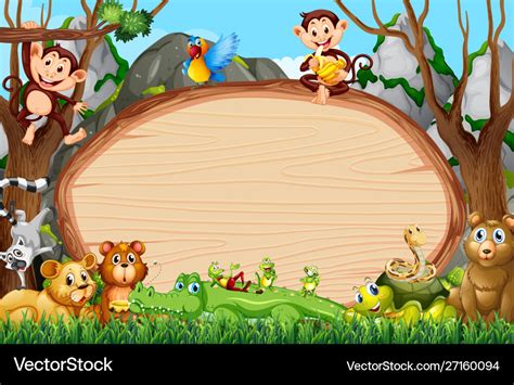 Border template design with cute animals Vector Image