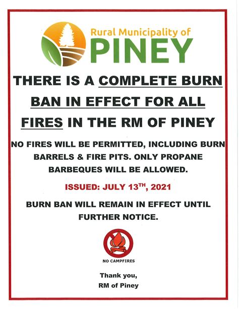 Complete Burn Ban – Rural Municipality of Piney