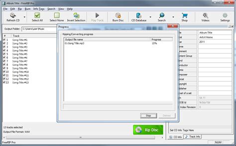 FreeRIP MP3 Converter Manual - Ripping Audio CDs, CD ripper