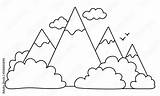 Vector black And White mountain Forest Landscape Environment  sketch template
