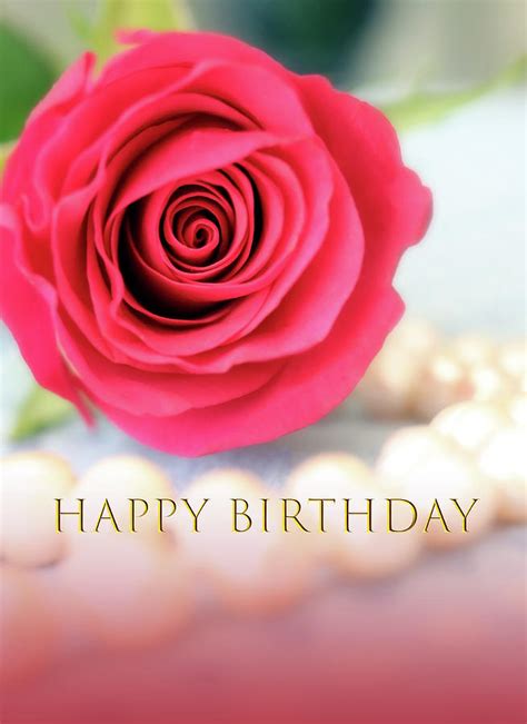 Happy Birthday Red Rose Mixed Media by Johanna Hurmerinta - Fine Art America