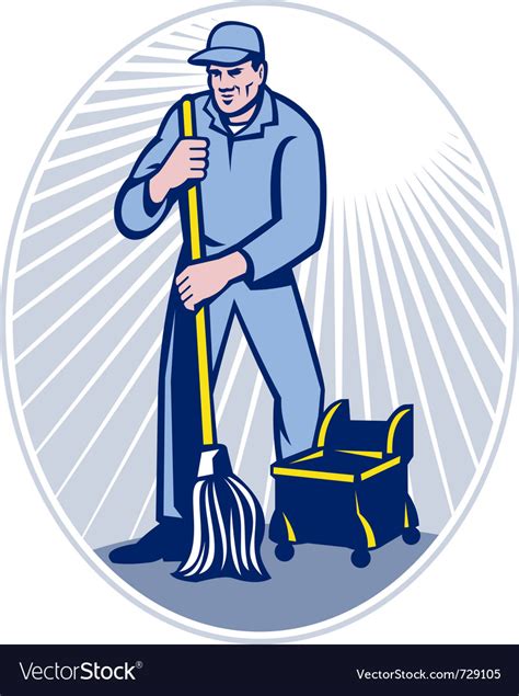 Cleaner janitor Royalty Free Vector Image - VectorStock