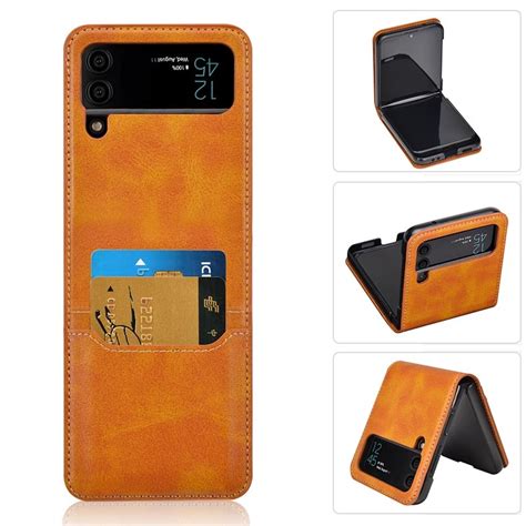 Pu Leather Wallet Case For Samsung Galaxy Z Flip3 Flip4 Cover With Card Slot Business Phone ...