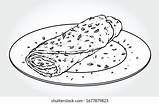 Black White Vector Illustration French Omelette เวกเตอร์สต็อก ปลอดค่า  sketch template