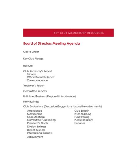 Board Of Directors Template