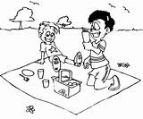 Two Kid Drink On Summer Picnic Coloring Page  NetArt sketch template