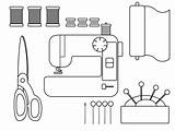 Sewing Coloring Machine Pages Clip Clipart Drawing Quilt Vintage  sketch template