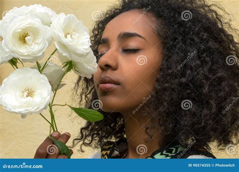 African beauty and roses stock image. Image of afro, girl - 90574355