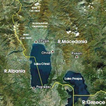 Map of the Lake Prespa, Lake Ohrid and River Crn Drim (Macedonian part) | Download Scientific ...