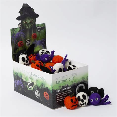 Counter Display, Halloween Theme Wool Cat Toys, 60 Assorted Toys