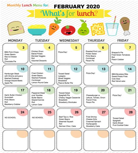 February Lunch Menu – South Baldwin Christian Academy | Accredited Private School | Gulf Shores ...