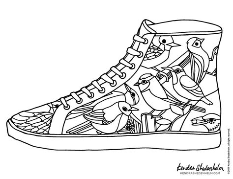 Free Coloring Page, High Top Shoe by Kendra Shedenhelm — Kendra ...