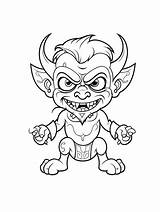 Coloring Monsters Devil Pitchfork Holding Online Little Pages Printable  sketch template