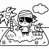 Chibi Kawaii Pirate Island Coloring Page · Creative Fabrica sketch template